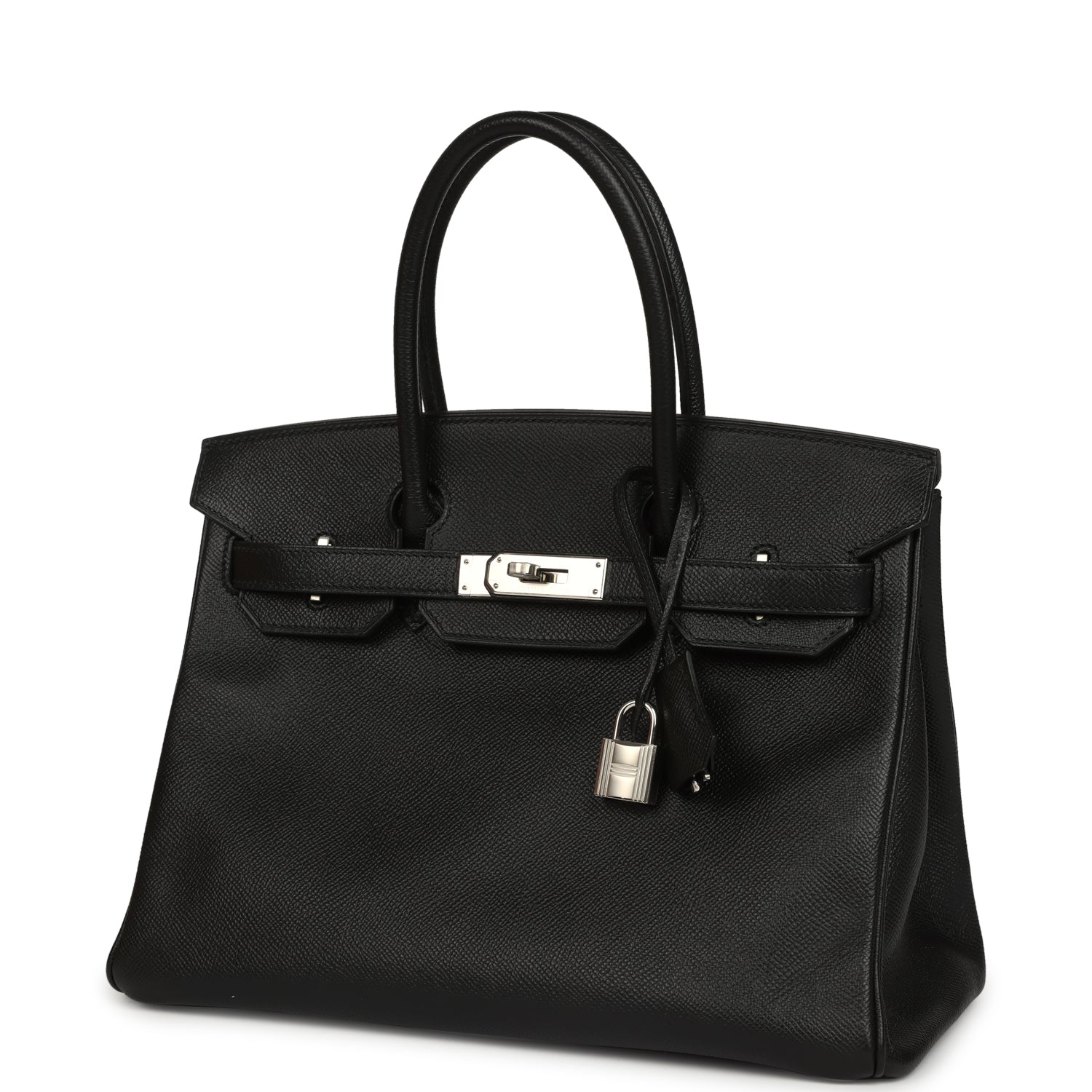 Pre-owned Hermes Birkin 30 Black Epsom Palladium Hardware