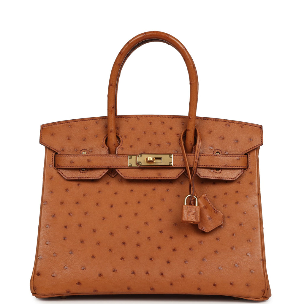 Hermes Birkin 30 Cognac Ostrich Gold Hardware