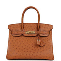 Hermes Birkin 30 Cognac Ostrich Gold Hardware