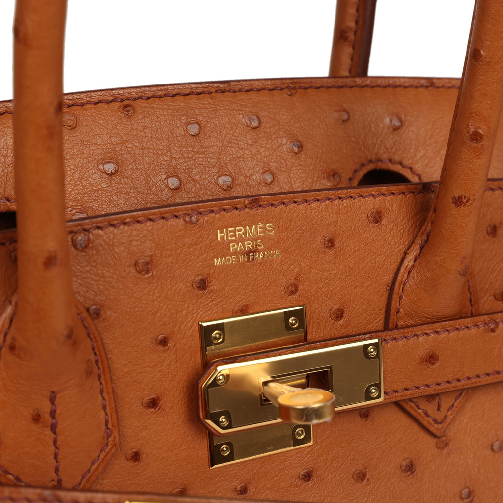 Hermes Birkin 30 Cognac Ostrich Gold Hardware