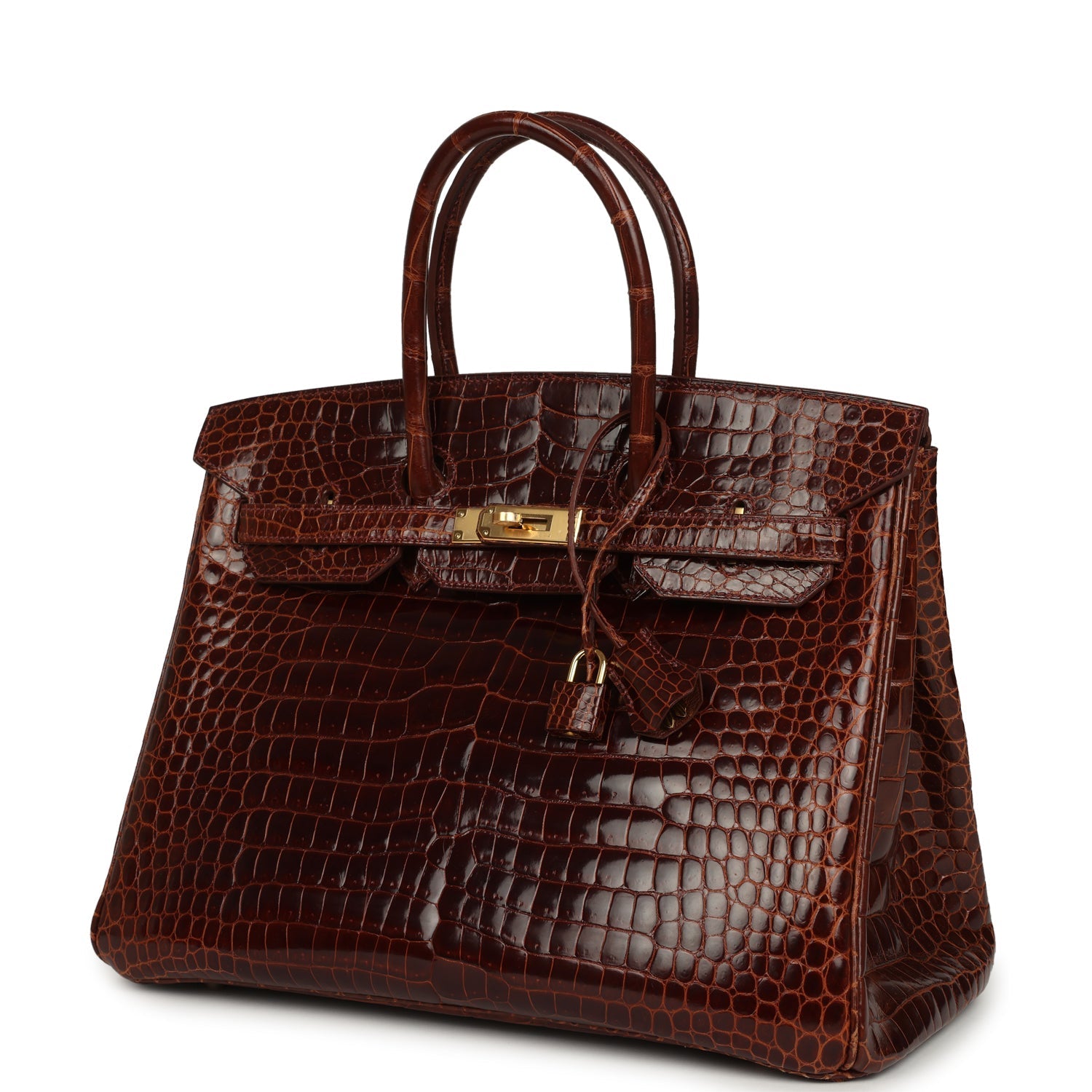 Pre-owned Hermes Birkin 35 Miel Shiny Porosus Crocodile Gold Hardware
