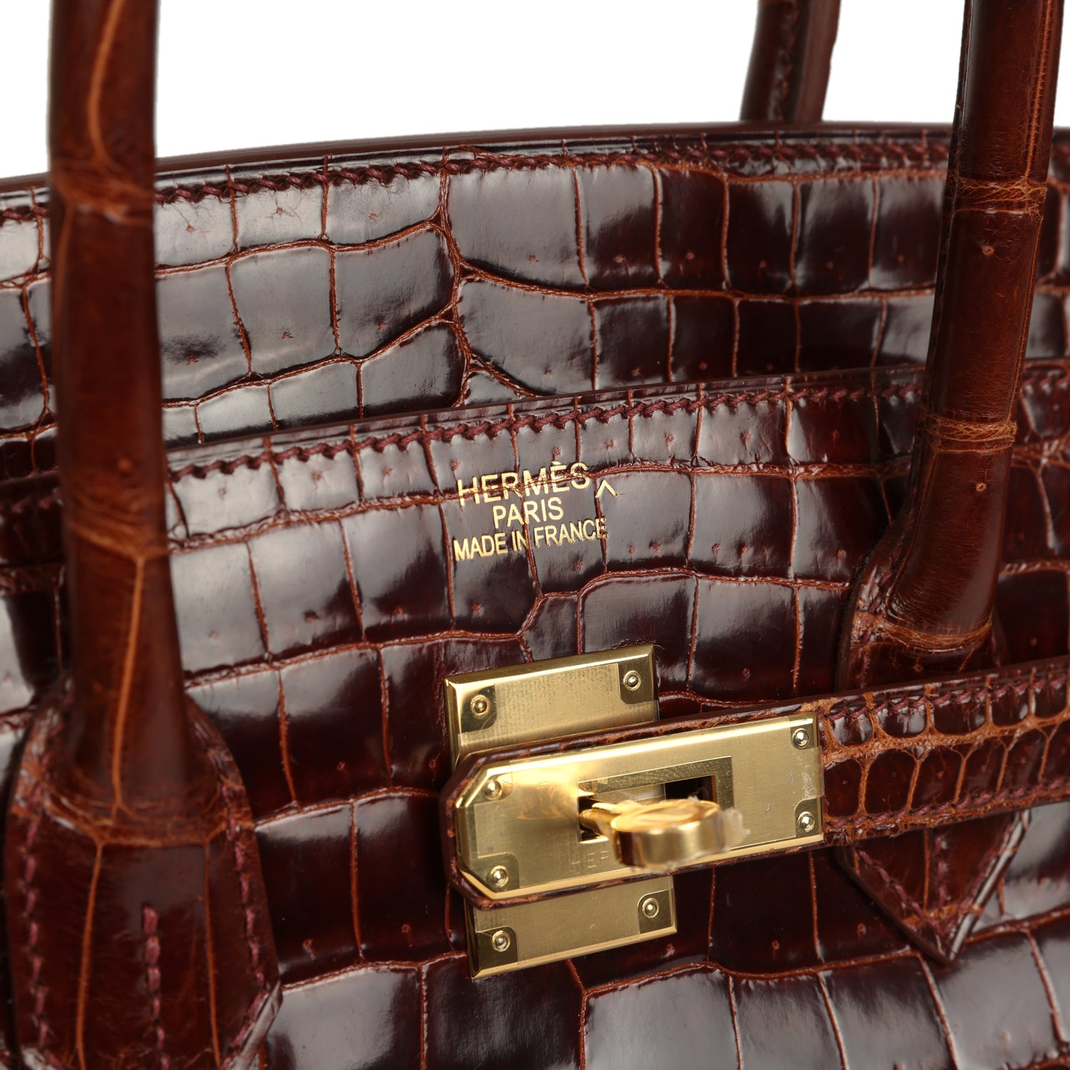 Pre-owned Hermes Birkin 35 Miel Shiny Porosus Crocodile Gold Hardware