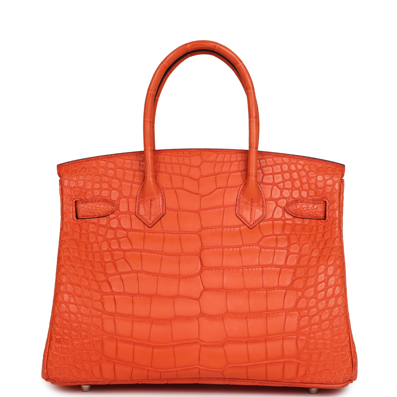 Pre-owned Hermes Birkin 30 Orange Poppy Matte Alligator Palladium Hardware
