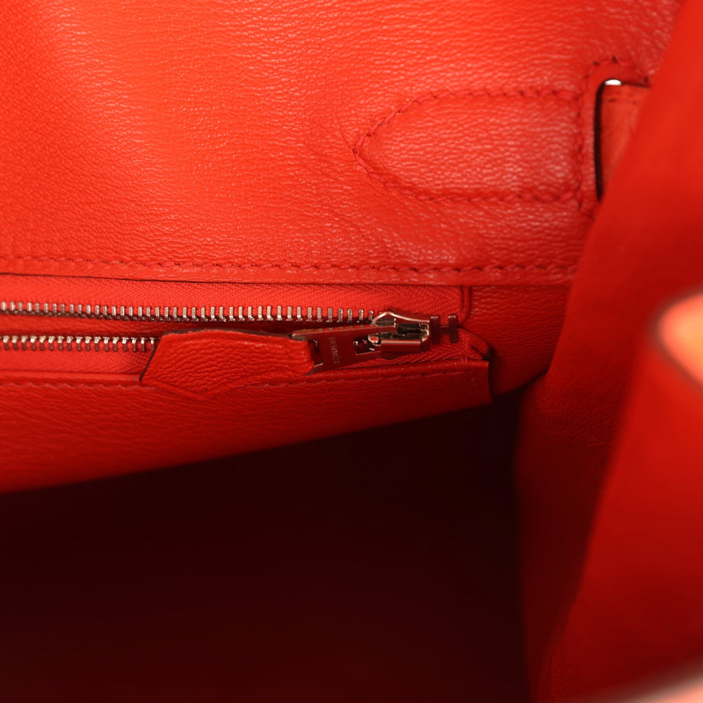 Pre-owned Hermes Birkin 30 Orange Poppy Matte Alligator Palladium Hardware
