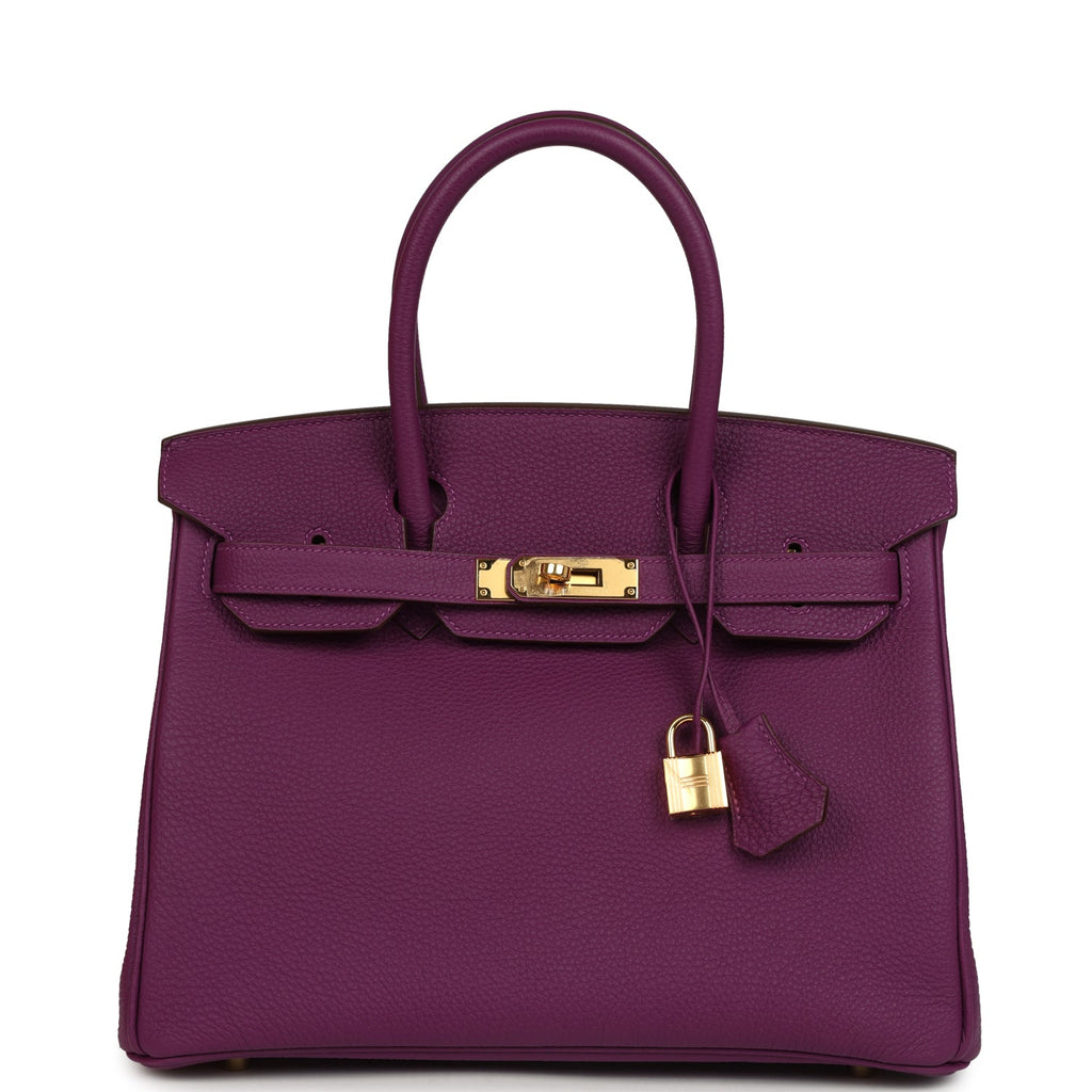 Pre-owned Hermes Birkin 30 Anemone Togo Gold Hardware