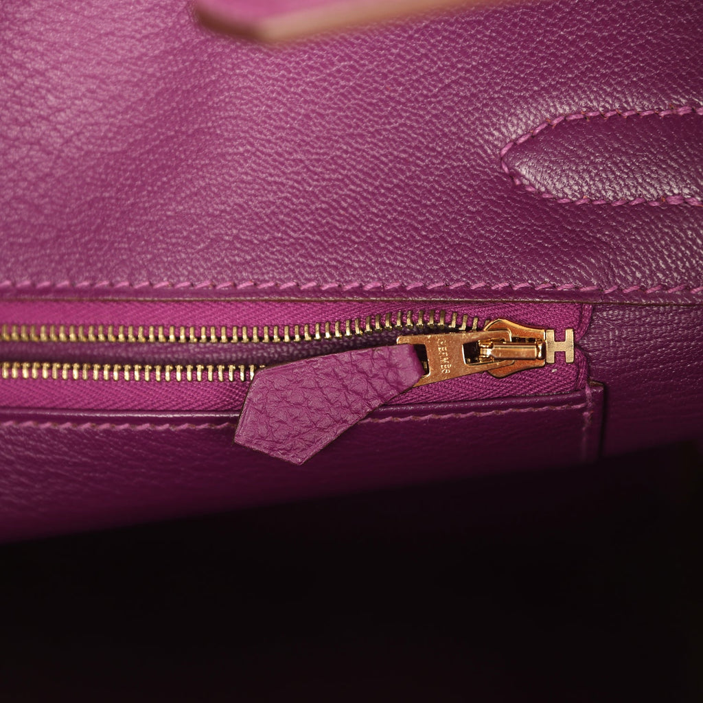 Pre-owned Hermes Birkin 30 Anemone Togo Gold Hardware