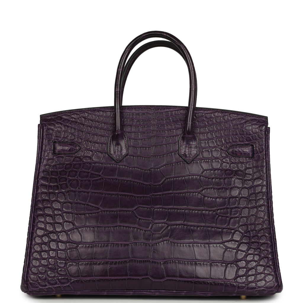 Pre-owned Hermes Birkin 35 Amethyst Matte Alligator Gold Hardware
