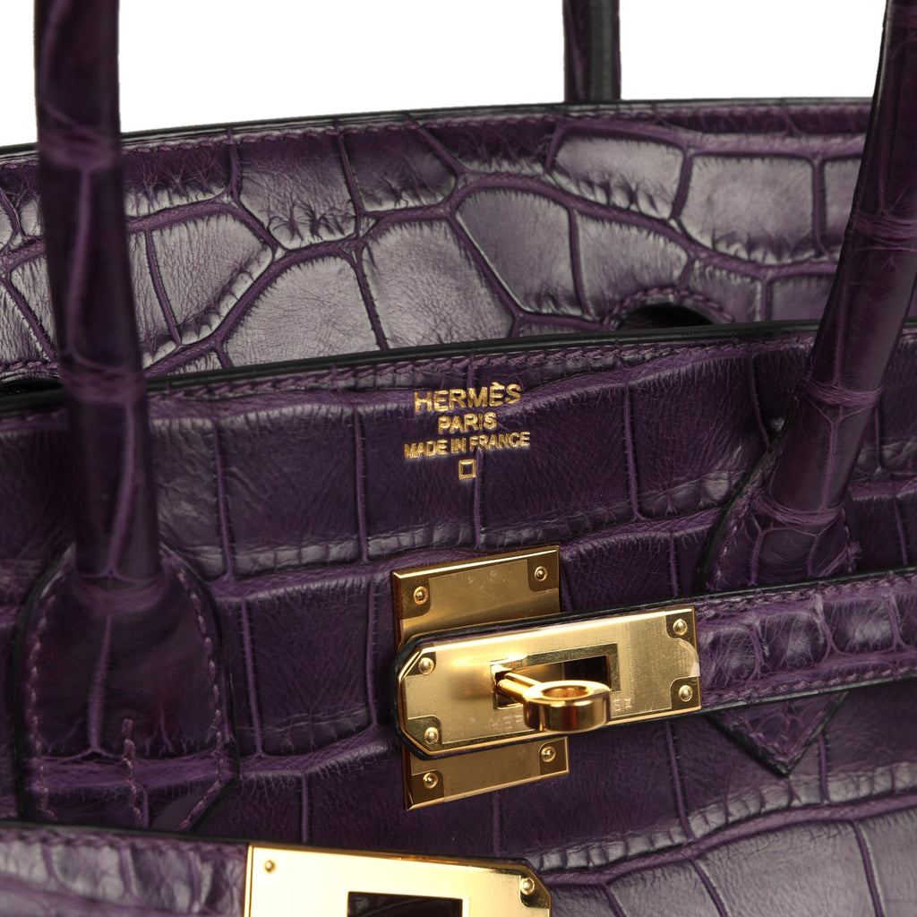 Pre-owned Hermes Birkin 35 Amethyst Matte Alligator Gold Hardware