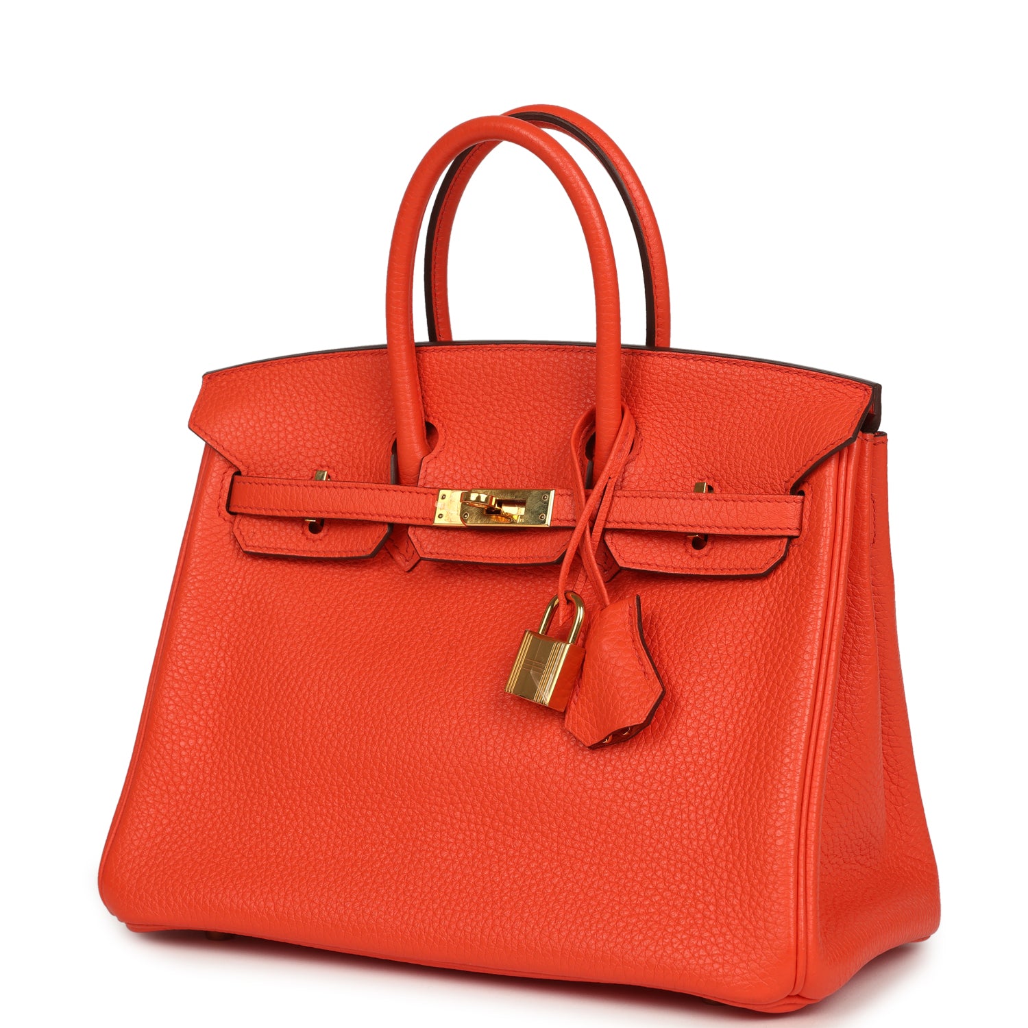 New Hermes Birkin 25 Orange Poppy Togo Gold Hardware