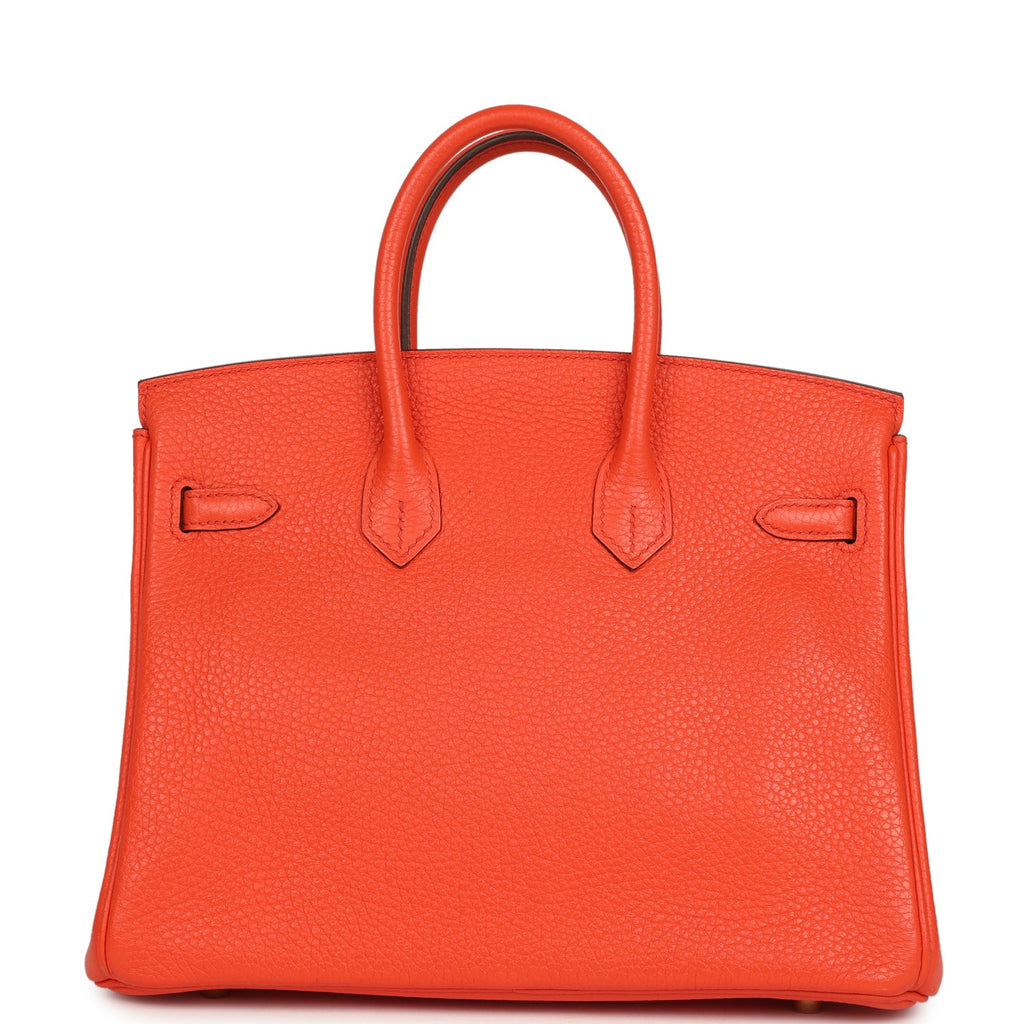 New Hermes Birkin 25 Orange Poppy Togo Gold Hardware