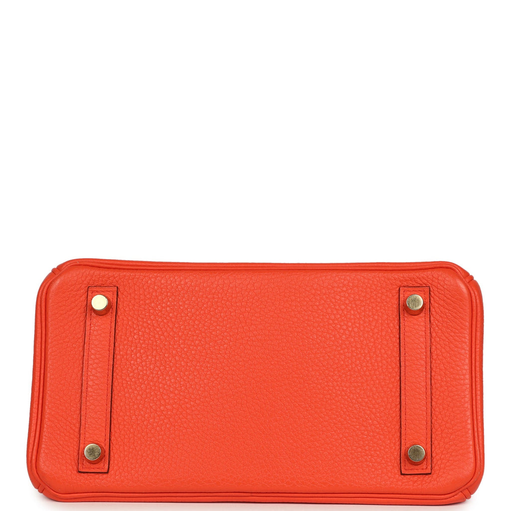 New Hermes Birkin 25 Orange Poppy Togo Gold Hardware