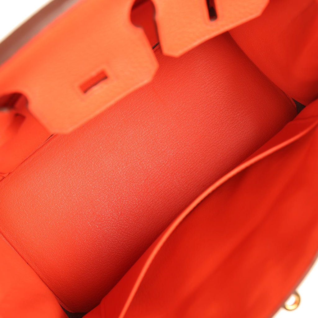 Pre-owned Hermes Birkin 25 Orange Poppy Togo Gold Hardware