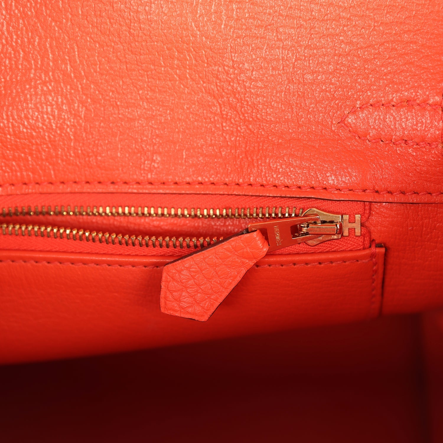 Pre-owned Hermes Birkin 25 Orange Poppy Togo Gold Hardware