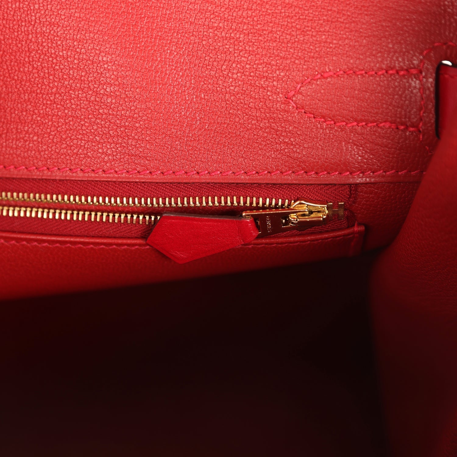 Pre-owned Hermes Birkin 30 Rouge Vif Tadelakt Gold Hardware