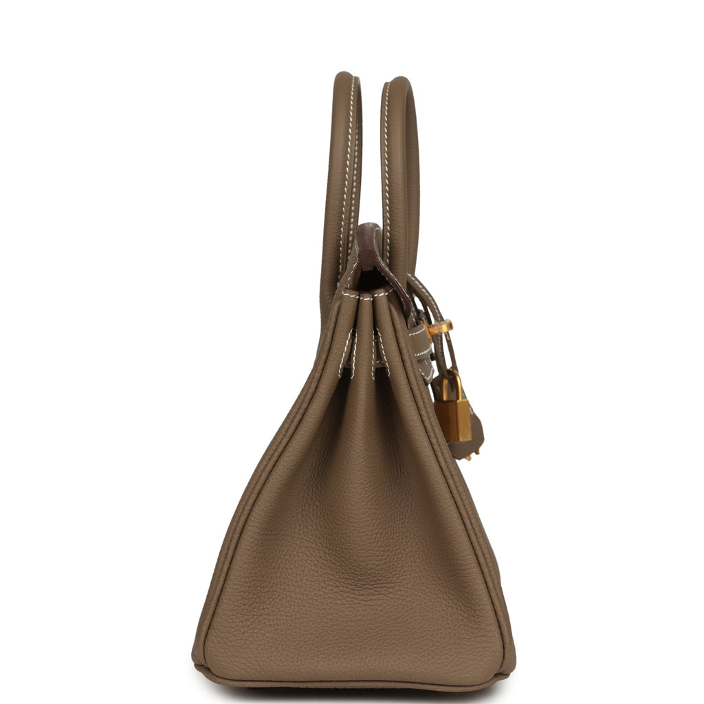 Hermes Birkin 25 Etoupe Togo Brushed Gold Hardware