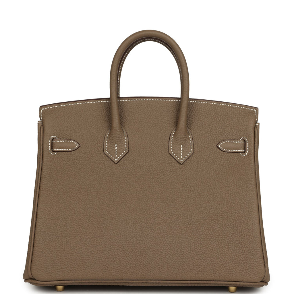 Hermes Birkin 25 Etoupe Togo Brushed Gold Hardware