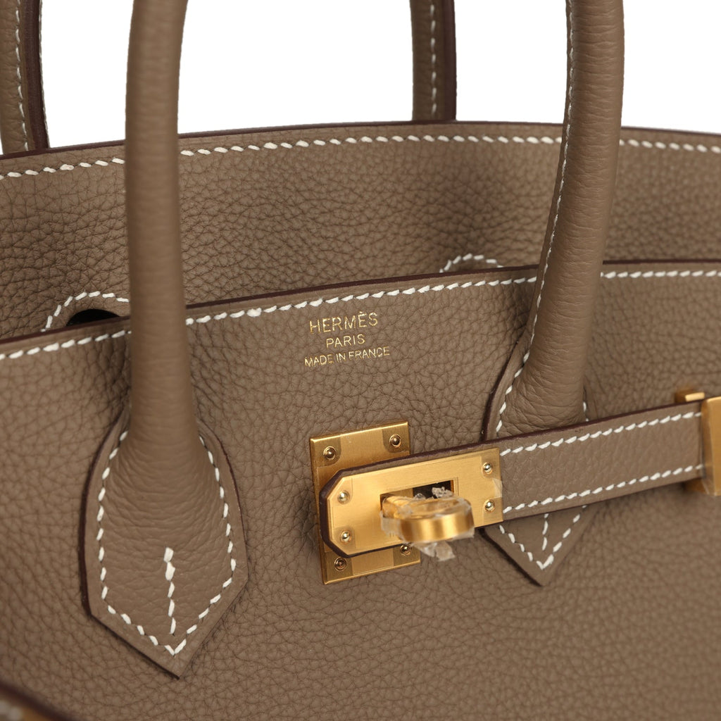 Hermes Birkin 25 Etoupe Togo Brushed Gold Hardware