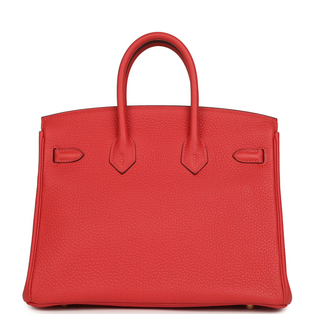 Pre-owned Hermes Birkin 25 Rouge Pivone Togo Gold Hardware