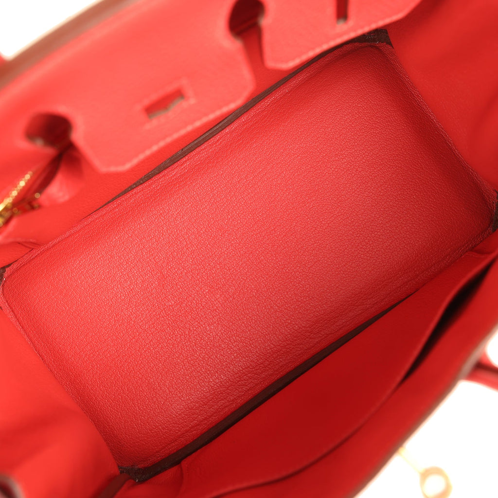 Pre-owned Hermes Birkin 25 Rouge Pivone Togo Gold Hardware