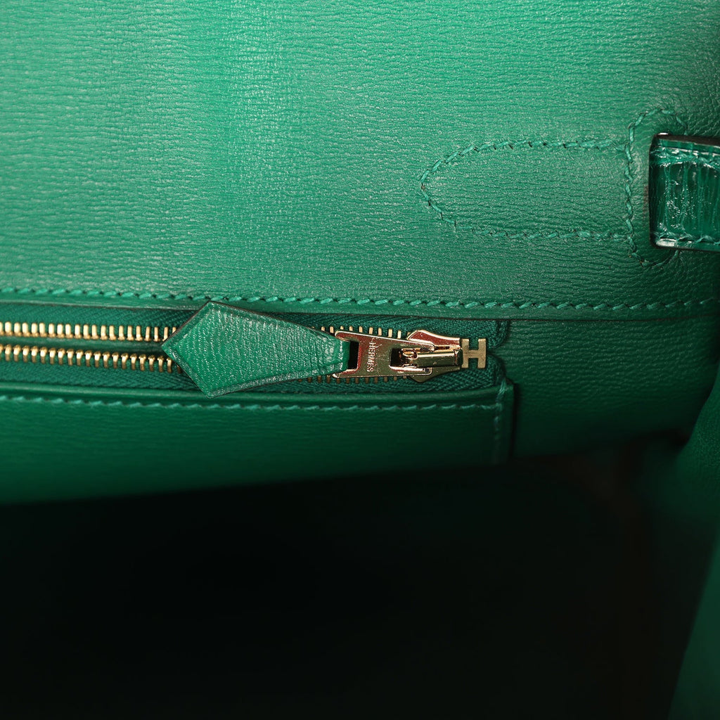 Pre-owned Hermes Birkin 30 Vert Emerald Shiny Niloticus Crocodile Gold Hardware