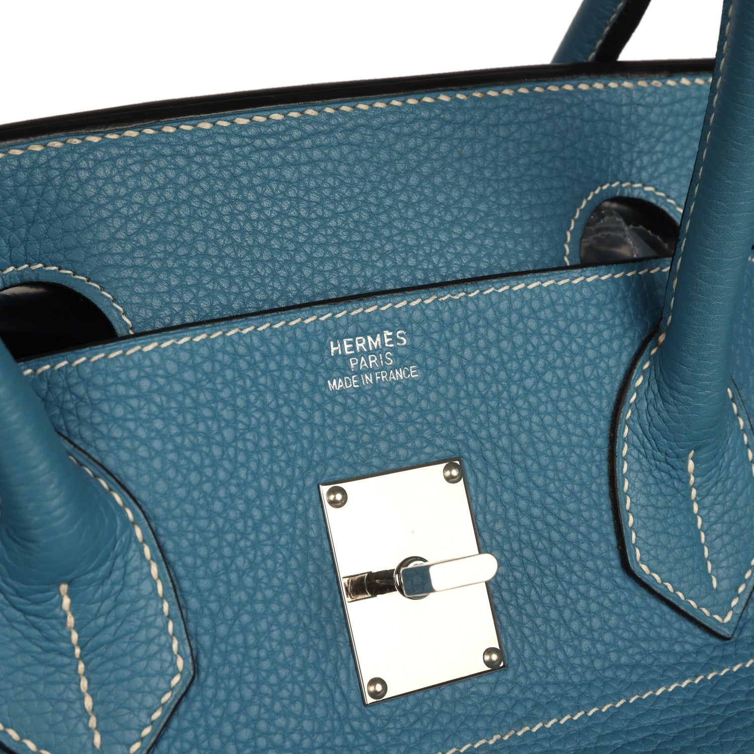 Vintage Hermes Shoulder Birkin 42 JPG Blue Jean Clemence Palladium Hardware