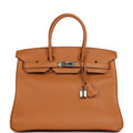 Pre-owned Hermes Birkin 35 "Sea Surf and Fun" Toffee Novillo Palladium Hardware
