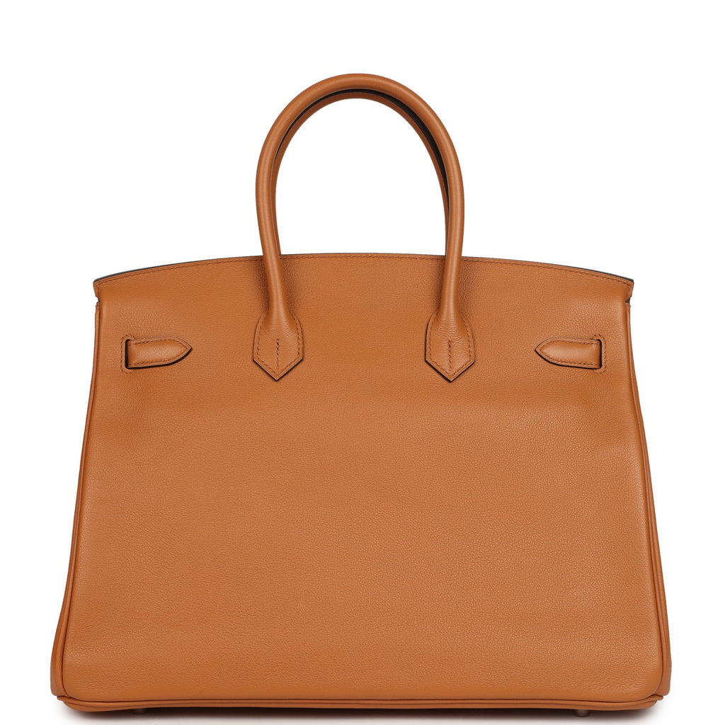 Pre-owned Hermes Birkin 35 "Sea Surf and Fun" Toffee Novillo Palladium Hardware