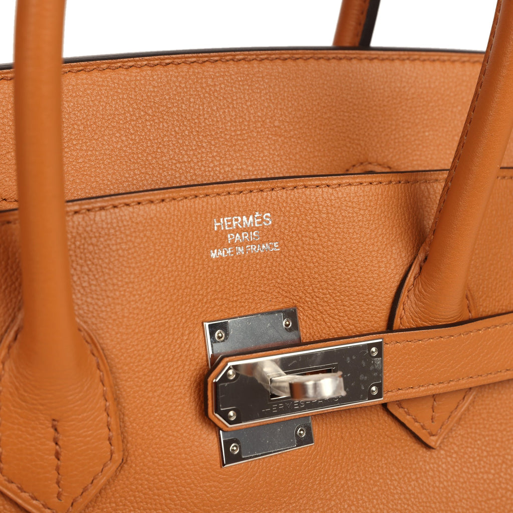 Pre-owned Hermes Birkin 35 "Sea Surf and Fun" Toffee Novillo Palladium Hardware