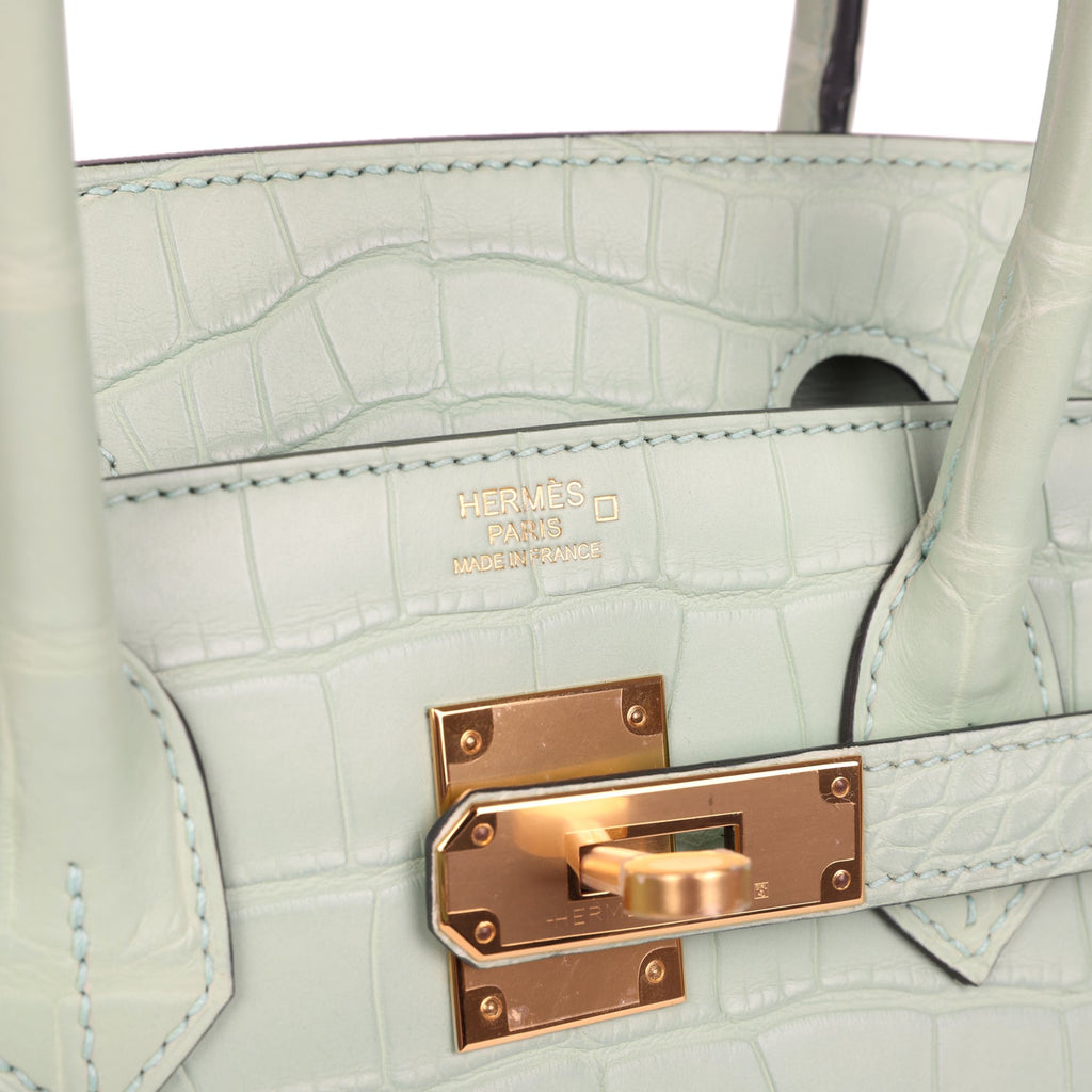 Hermes Birkin 30 Vert D'Eau Matte Alligator Gold Hardware