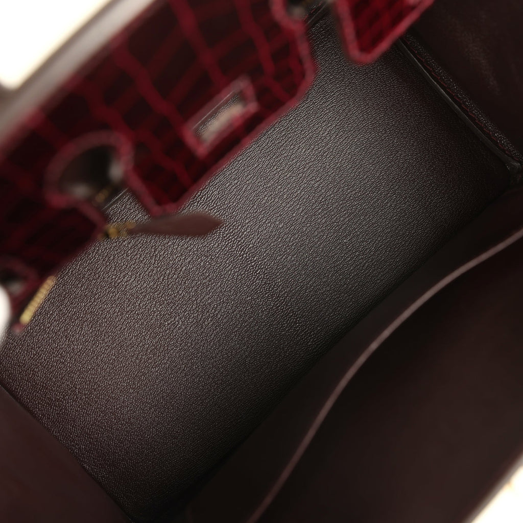 Hermes Birkin 25 Bordeaux Shiny Niloticus Crocodile Gold Hardware