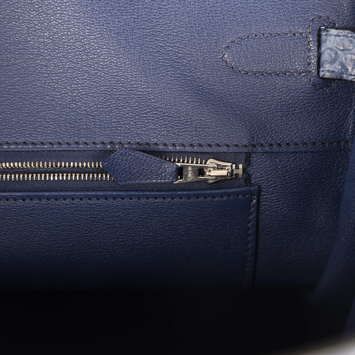 Pre-owned Hermes Birkin 35 Bleu Brighton Matte Porosus Crocodile Palladium Hardware