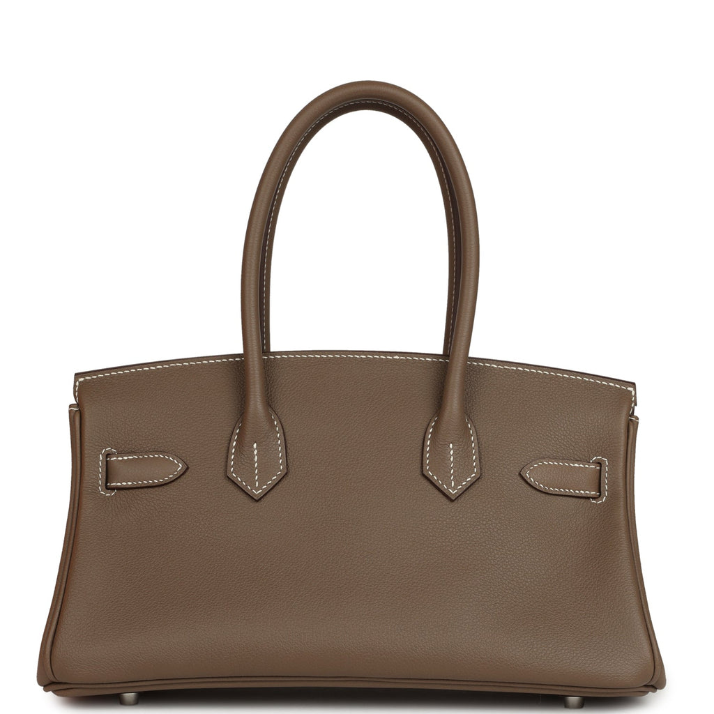 Hermes Shoulder Birkin Light 29 Etoupe Evercolor Palladium Hardware