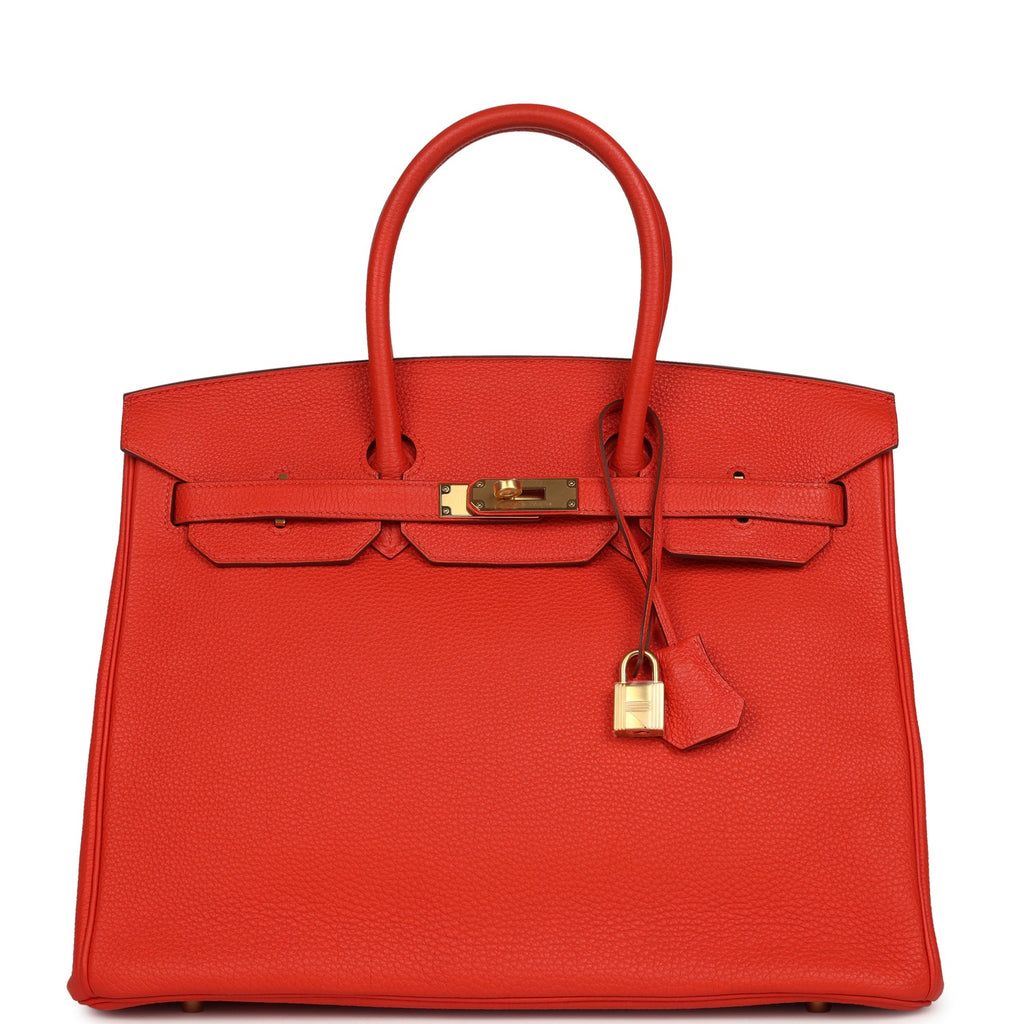 Pre-owned Hermes Birkin 35 Capucine Togo Gold Hardware