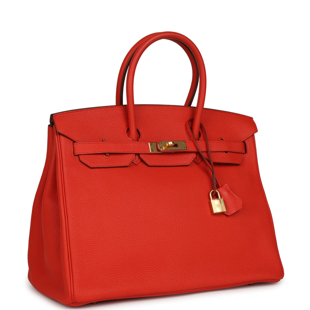 Pre-owned Hermes Birkin 35 Capucine Togo Gold Hardware