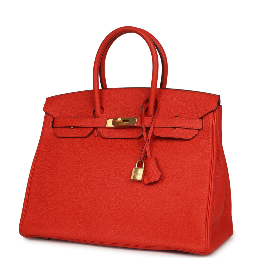 Pre-owned Hermes Birkin 35 Capucine Togo Gold Hardware