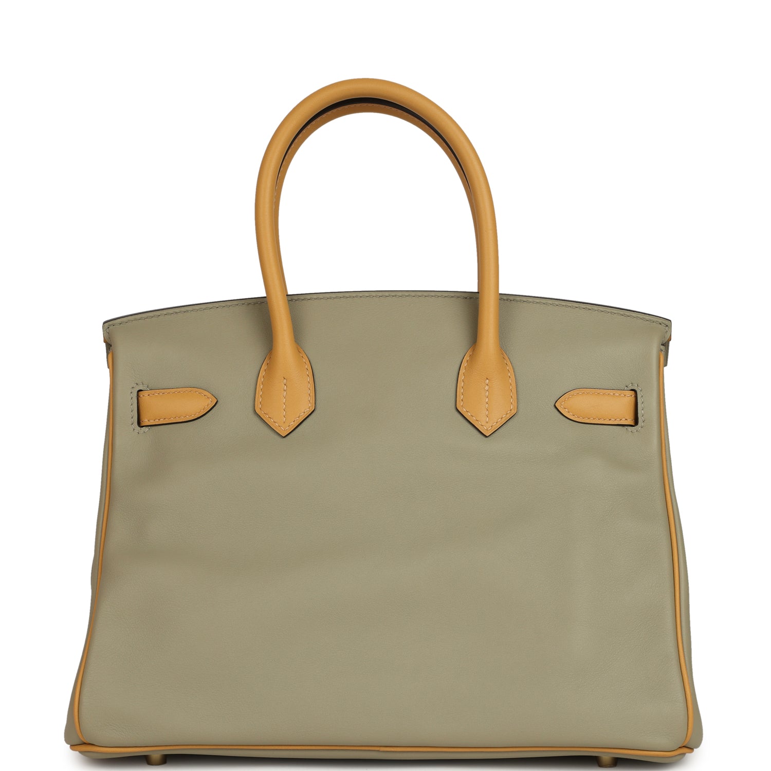 Pre-owned Hermes Special Order (HSS) Birkin 30 Gris Tourterelle and Paille Swift Brushed Gold Hardware