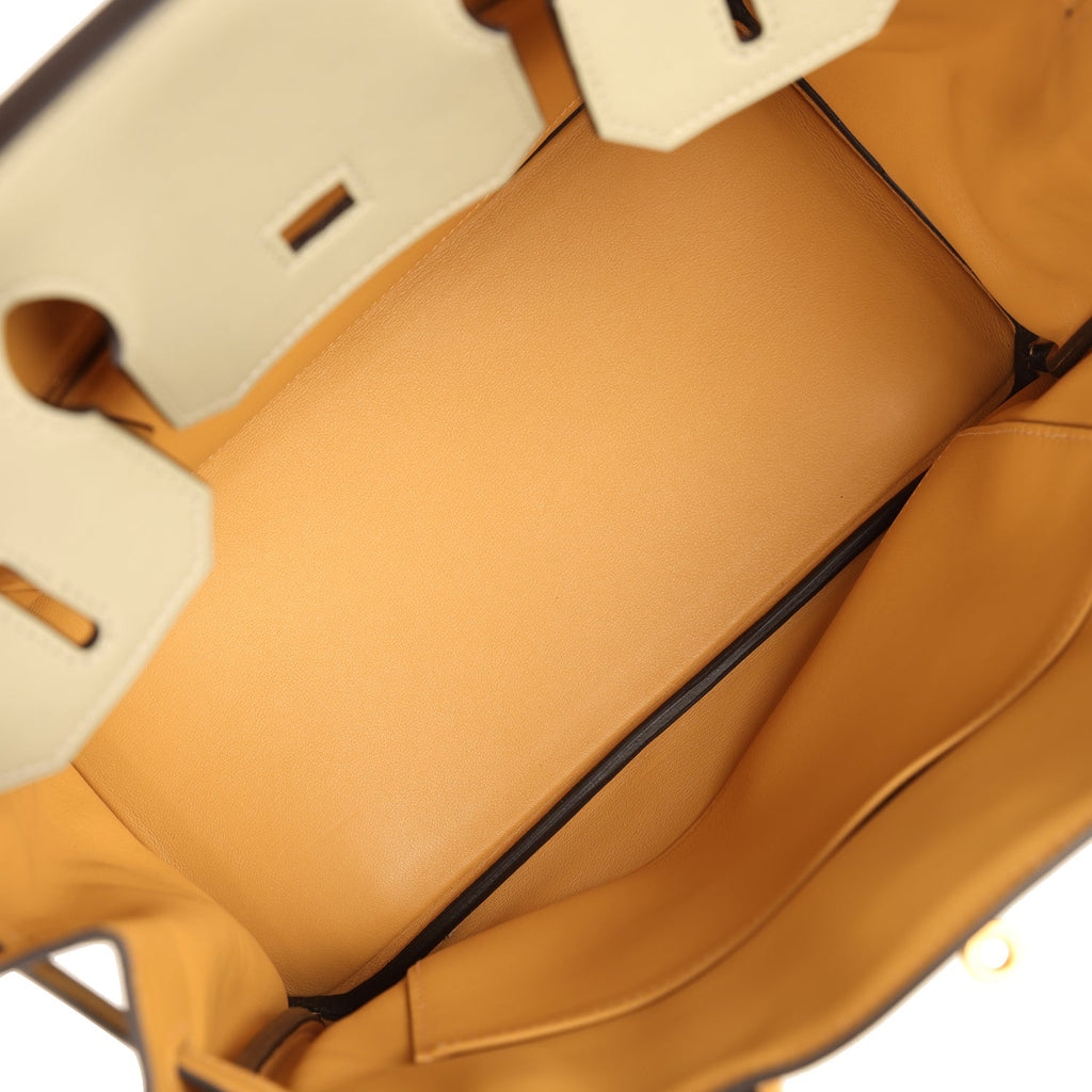 Pre-owned Hermes Special Order (HSS) Birkin 30 Gris Tourterelle and Paille Swift Brushed Gold Hardware