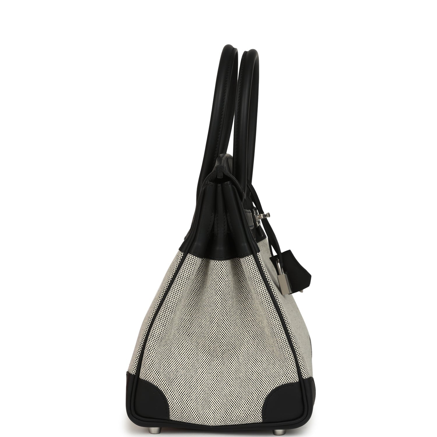 Hermes Birkin 30 Ecru-Black Toile H Canvas and Black Swift Palladium Hardware