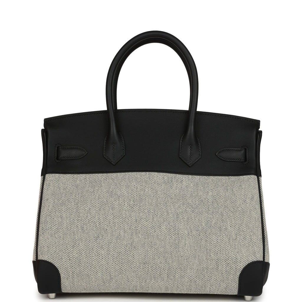 Hermes Birkin 30 Ecru-Black Toile H Canvas and Black Swift Palladium Hardware