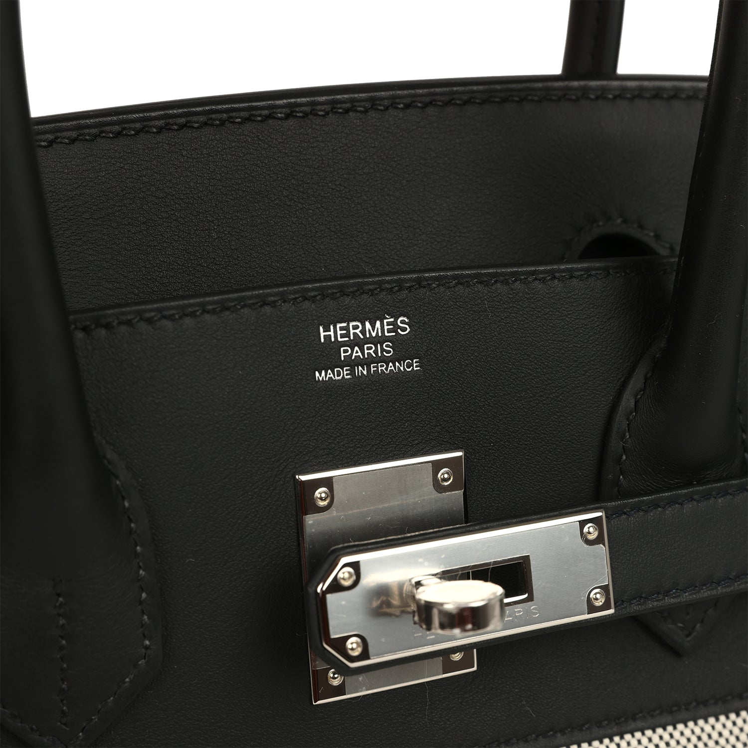 Hermes Birkin 30 Ecru-Black Toile H Canvas and Black Swift Palladium Hardware