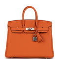Hermes Birkin 25 Orange Togo Palladium Hardware