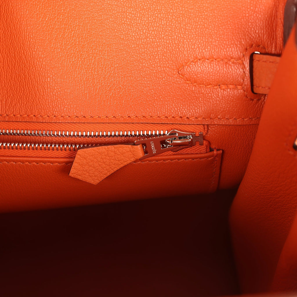 Hermes Birkin 25 Orange Togo Palladium Hardware