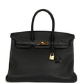 Pre-owned Hermes Birkin 35 Black Togo Gold Hardware