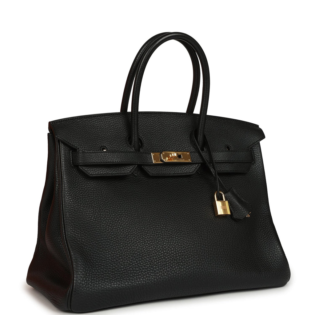 Pre-owned Hermes Birkin 35 Black Togo Gold Hardware