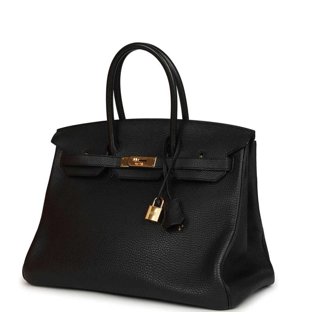 Pre-owned Hermes Birkin 35 Black Togo Gold Hardware