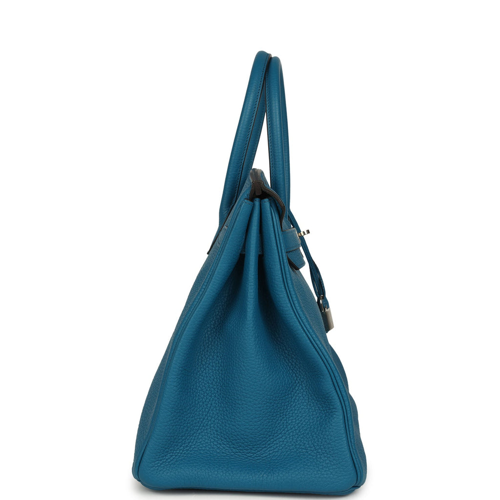 Pre-owned Hermes Birkin 35 Bleu de Galice Togo Palladium Hardware