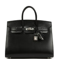 Hermes Birkin Sellier 25 Black Box Palladium Hardware
