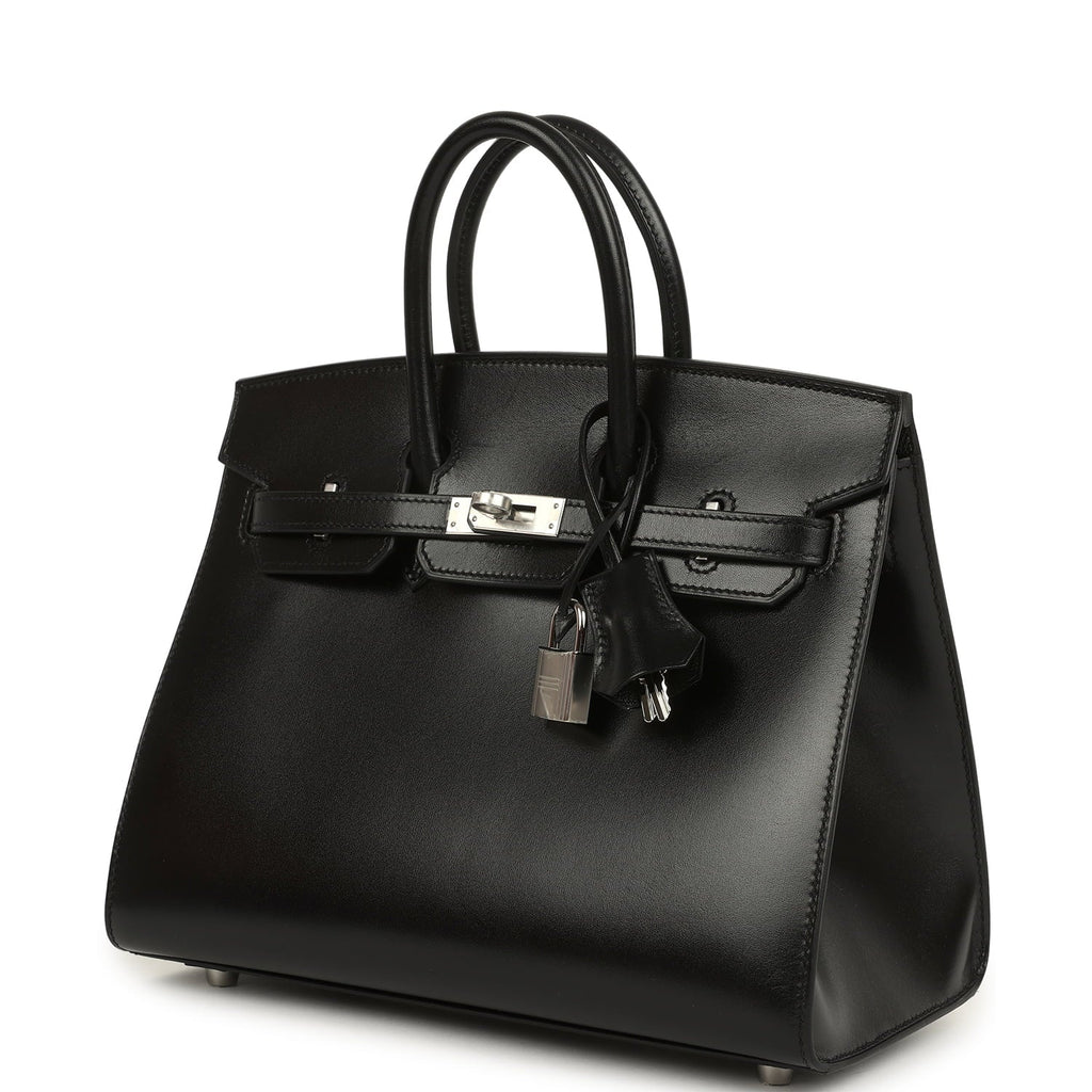 Hermes Birkin Sellier 25 Black Box Palladium Hardware