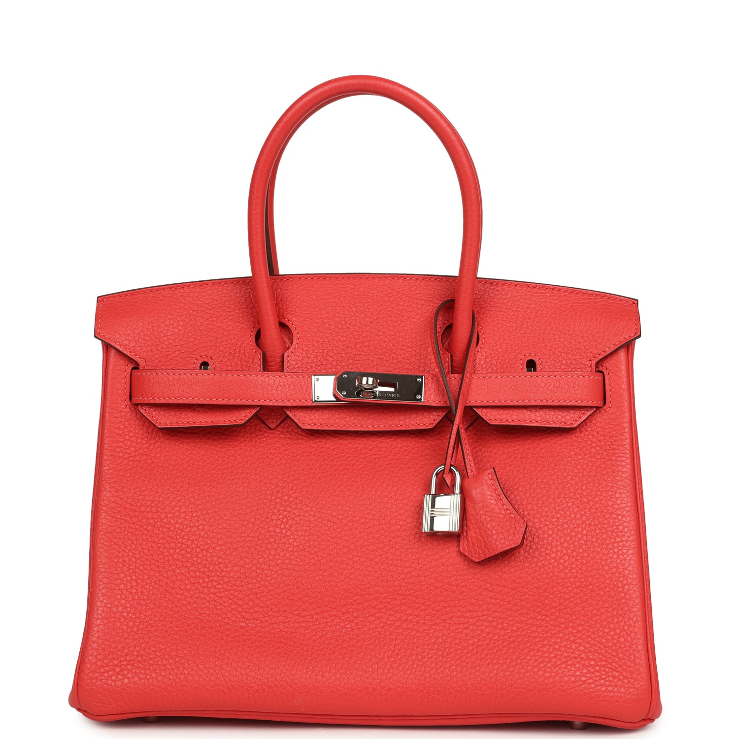 Pre-owned Hermes Birkin 30 Rouge Pivoine Clemence Palladium Hardware