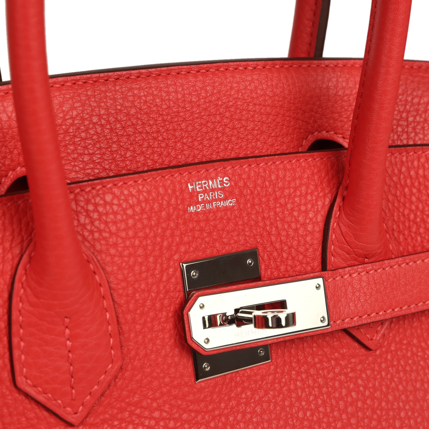Pre-owned Hermes Birkin 30 Rouge Pivoine Clemence Palladium Hardware